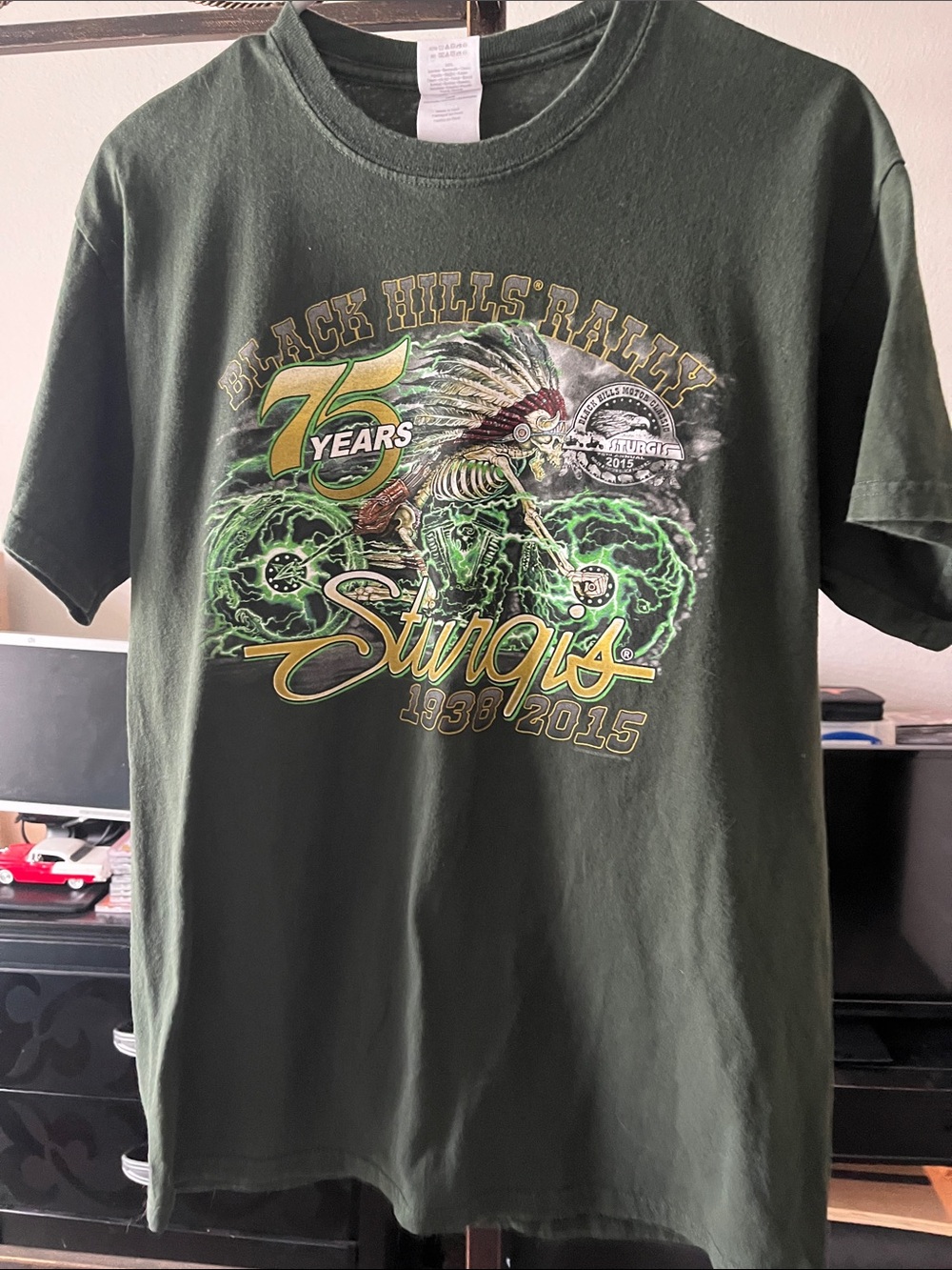 Gildan Dark Green Sturgis 75 Years Graphic Tee